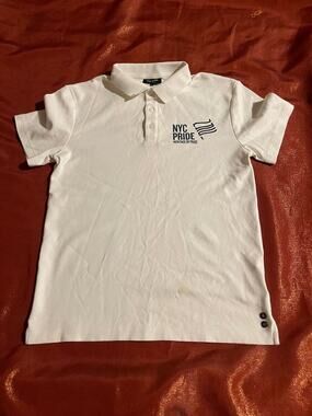 Ron Dorff Polo Shirt Mens S NYC Pride Heritage Logo White Short Sleeve Cotton